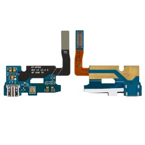 Шлейф для Samsung N7100 Note 2, мікрофона, конектора зарядки, з компонентами, плата зарядки