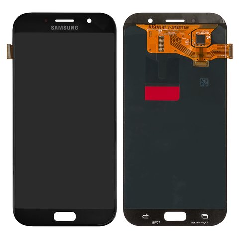 Дисплей для Samsung A720 Galaxy A7 2017 , чорний, без рамки, Оригінал переклеєне скло 