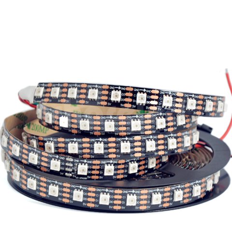 Світлодіодна стрічка RGB SMD5050, SK9822 чорна, з управлінням, IP20, 5 В, 60 діодів м, 5 м