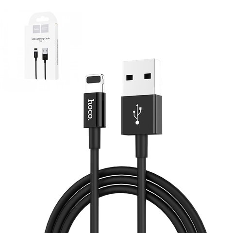 USB кабель Hoco X23, USB тип A, Lightning, 100 см, 2 A, чорний, #6957531072829