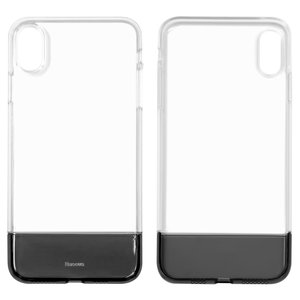 Чохол Baseus для iPhone XS Max, чорний, прозорий, силікон, пластик, #WIAPIPH65 RY01