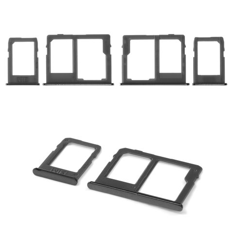 Тримач SIM карти для Samsung J415 Galaxy J4+, J415F Galaxy J4+, J610 Galaxy J6+, чорний, комплект 2 шт., c тримачем MMC