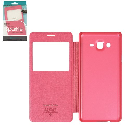 Чохол Nillkin Sparkle laser case для Samsung G550 Galaxy On5, рожевий, книжка, пластик, PU шкіра, #6902048110717