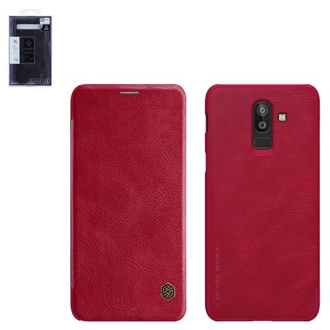 Чохол Nillkin Qin leather case для Samsung J800 Galaxy J8, червоний, книжка, пластик, PU шкіра, #6902048161450
