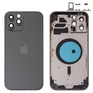 Корпус для iPhone 12 Pro Max, сірий, з тримачем SIM карти, з боковими кнопками, graphite