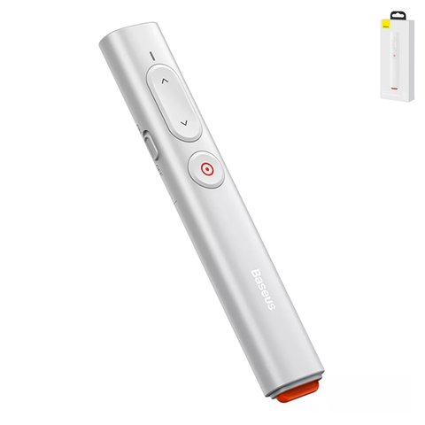Лазерная указка презентер Baseus Orange Dot PPT, белая, пластик, #ACFYB A02