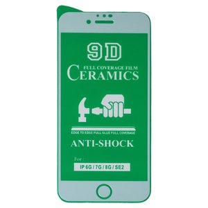 Захисна плівка Ceramics для Apple iPhone 6, iPhone 7, iPhone 8, iPhone SE 2020, біла, 0,2 мм 9H, сумісне з чохлом, Full Glue, шар клею нанесений по всій поверхні