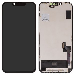 Дисплей для iPhone 14, черный, с рамкой, High Copy, без микросхемы, OLED , GX OEM hard
