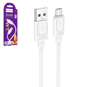 USB кабель Hoco X122, USB тип A, micro USB тип B, 100 см, 2,4 А, белый, #6942007662215