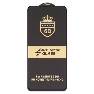 Захисне скло ESD 6D для Xiaomi Redmi 10X 4G, Redmi Note 9, сумісне з чохлом, Full Glue, Anti Static, без упаковки , чорний