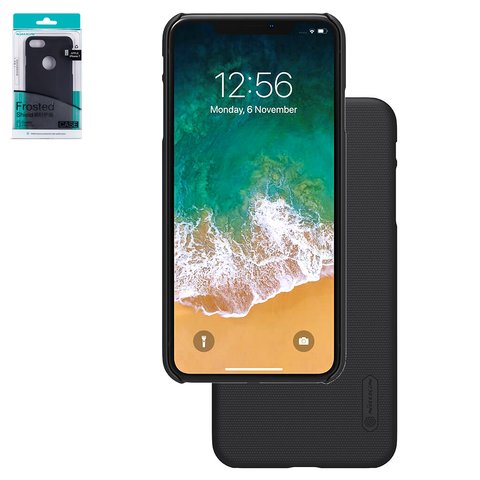 Case Nillkin Super Frosted Shield compatible with iPhone XS Max, brown, with support, with logo hole, matt, plastic  #6902048164710