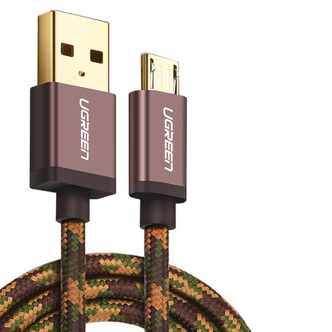 USB Cable UGREEN, USB type A, micro USB type B, 100 cm, 2 A, coffee coloured  #6957303844258