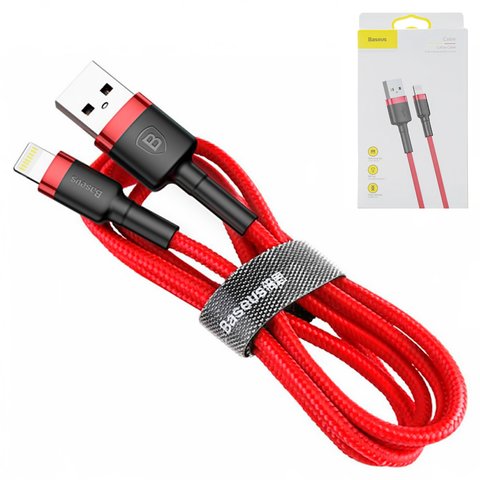 USB кабель Baseus Cafule, USB тип A, Lightning, 100 см, 2,4 А, красный, #CALKLF B09