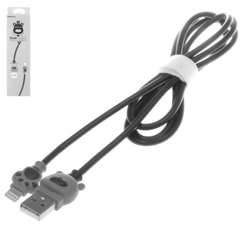 USB Cable Baseus Bear, USB type A, Lightning, 100 cm, 2 A, gray, black  #CALBE 0G