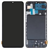 LCD compatible with Samsung A705 Galaxy A70, A705F/DS Galaxy A70, (black, with frame, High Copy, original LCD size, (OLED))