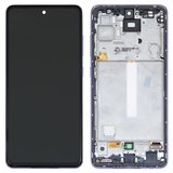 LCD compatible with Samsung A525 Galaxy A52, A526 Galaxy A52 5G, (purple, with frame, original (change glass) )