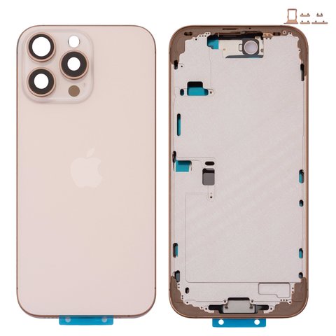 Carcasa puede usarse con iPhone 16 Pro Max, dorado, con botones laterales,  con sujetador de tarjeta SIM, Original PRC , EU Version, desert titanium