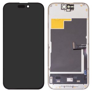 LCD JCID compatible with iPhone 15 Pro, black, with frame, HC, without error, OLED  soft, Diagnosable, 120Hz 