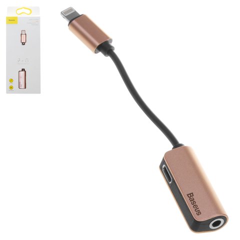 Adapter Baseus L32, from Lightning to 3.5 mm 2 in 1, doesn't support microphone , TRS 3.5 mm, Lightning, golden, 2 A  #CALL32 17