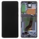LCD compatible with Samsung G985 Galaxy S20 Plus, G986 Galaxy S20 Plus 5G, (gray, with front camera, with frame, Original, service pack, cosmic grey) #GH82-22134E/GH82-22145E