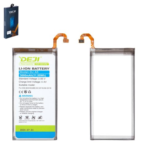 Battery Deji EB BA530ABE compatible with Samsung A530 Galaxy A8 2018 , Li ion, 3.85 V, 3000 mAh