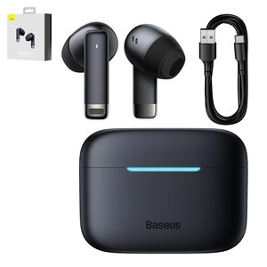 Headphone Baseus Bowie E9, wireless, vacuum, black, with charging case, with USB cable Type C  #NGTW120001