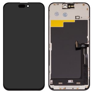LCD compatible with iPhone 15 Pro Max, black, with frame, AAA, TFT , ZY, LTPS FHD 