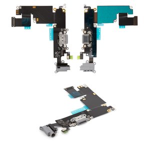 Cable flex puede usarse con iPhone 6 Plus, del conector de carga, del conector de auriculares, negro, con micrófono, con componentes