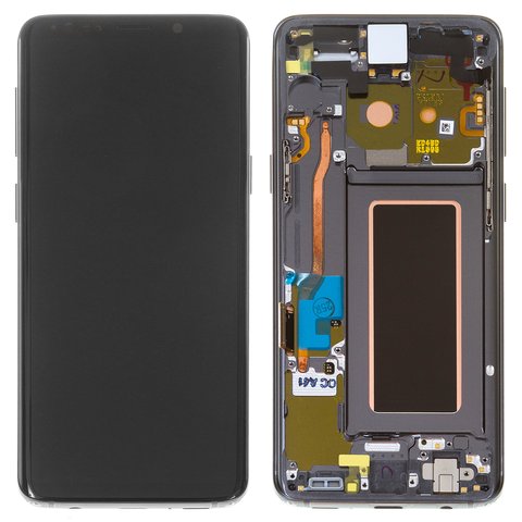 Pantalla LCD puede usarse con Samsung G960 Galaxy S9, gris, con marco, Original, empaque industrial, titanium Gray, original glass, #GH97 21696C GH97 21697C