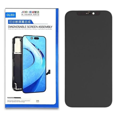 Pantalla LCD puede usarse con iPhone 12, iPhone 12 Pro, negro, con marco, HC, sin error, OLED  JCID diagnosable