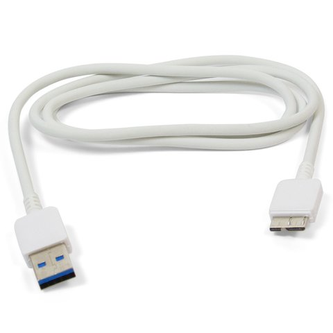USB кабель micro USB3.0  для Samsung G800H Galaxy S5 mini, G900F Galaxy S5, G900H Galaxy S5, N900 Note 3, N9000 Note 3, N9005 Note 3, N9006 Note 3, USB тип A, USB 3.0 micro тип B, белый