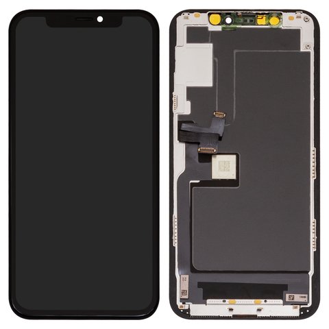 Дисплей для iPhone 11 Pro, черный, с рамкой, AAA, Tianma, с пластиками камеры и датчика приближения, TFT 