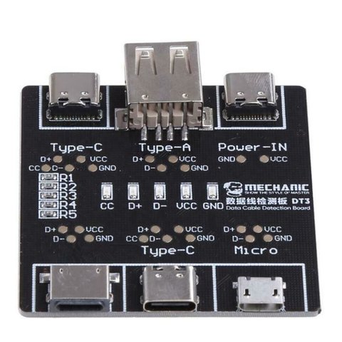 Тестер для USB кабелей синхронизации и зарядки Mechanic DT3, Lighning Type С Micro usb