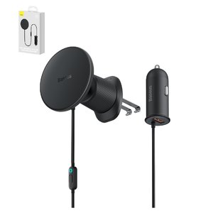 Автомобильное зарядное устройство Baseus CW01 Magnetic Claw Edition, черное, с кнопкой, c кабелем, 40 Вт, 1 порт, 12 24 B, #C40141000111 01