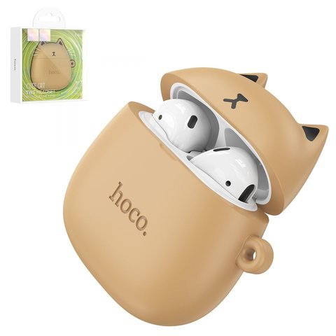 Гарнитура Hoco EW45, коричневая, белая, с зарядным кейсом, с силиконовым чехлом, #6931474789242