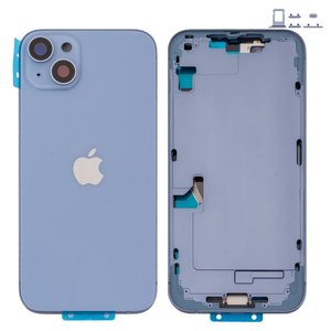 Корпус для iPhone 14 Plus, синий, с держателем SIM карты, с боковыми кнопками, Original PRC , EU Version, blue