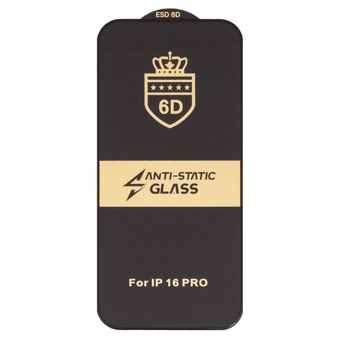 Защитное стекло ESD 6D для Apple iPhone 16 Pro, совместимо с чехлом, Full Glue, Anti Static, без упаковки , черный