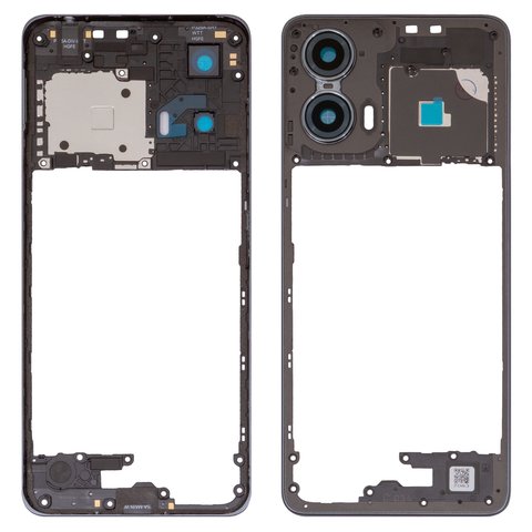 Средняя часть корпуса для Motorola Moto G24, черная, со стеклом камеры